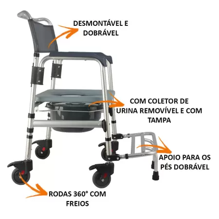 Cadeira de Banho Em Alumínio Desmontável - Imagem 3