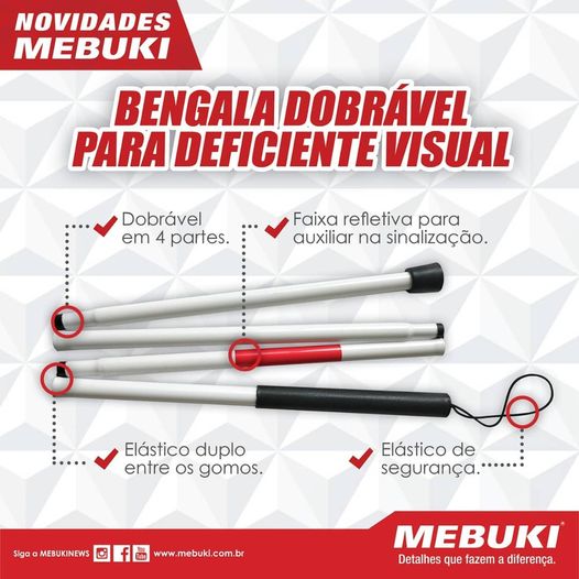 BENGALA DOBRÁVEL PARA DEFICIENTE VISUAL - Imagem 2