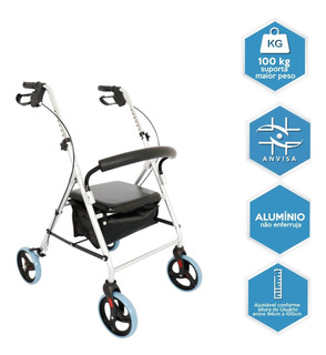 Andador com 4 Rodas com assento e cesto D12 - Dellamed - Imagem 2