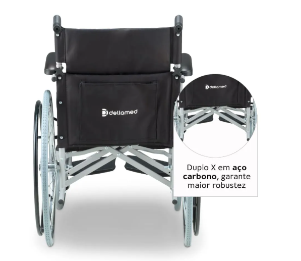 CADEIRA DE RODAS DOBRÁVEL EM AÇO D100 DELLAMED EM CURITIBA - Imagem 3