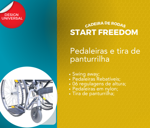 Cadeira de Rodas Manual Start Preta Capacidade 120kg Freedom - Imagem 8