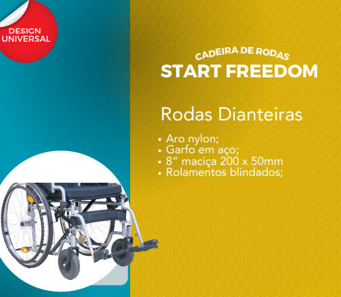 Cadeira de Rodas Manual Start Preta Capacidade 120kg Freedom - Imagem 7