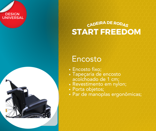 Cadeira de Rodas Manual Start Preta Capacidade 120kg Freedom - Imagem 6