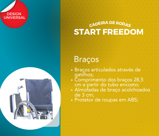 Cadeira de Rodas Manual Start Preta Capacidade 120kg Freedom - Imagem 5