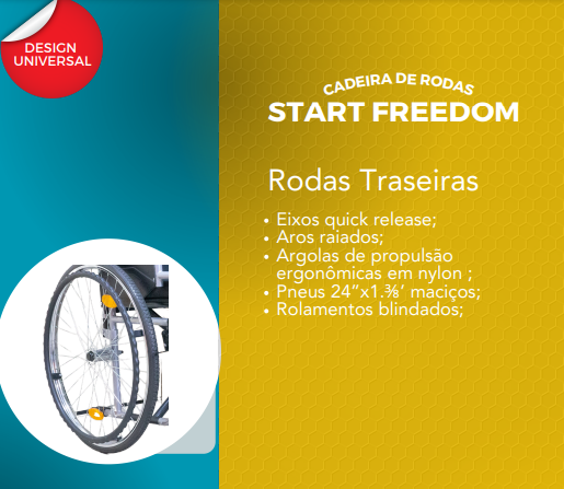 Cadeira de Rodas Manual Start Preta Capacidade 120kg Freedom - Imagem 4