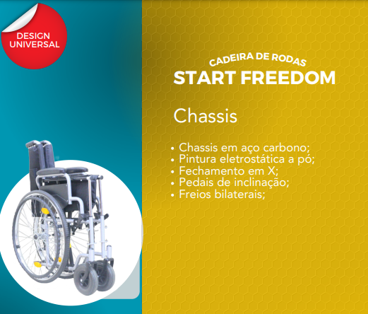 Cadeira de Rodas Manual Start Preta Capacidade 120kg Freedom - Imagem 3