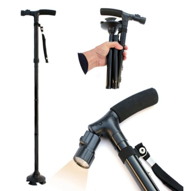 Bengala Dobrável Com Lanterna E 4 Apoios Ortho Pauher