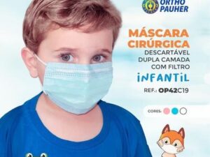 Máscara cirúrgica descartável dupla camada com filtro infantil