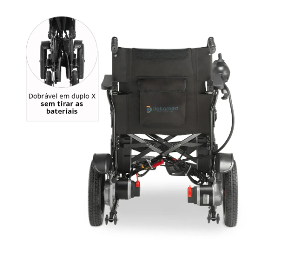 Cadeira de Rodas Motorizada Dobrável até 120 kg Assento de 48 cm D800 Dellamed - Image 3