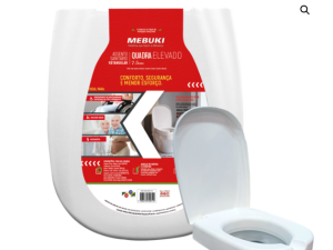 ASSENTO SANITÁRIO RETANGULAR ELEVADO 7,5CM
