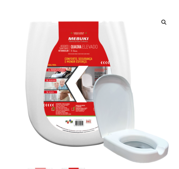 ASSENTO SANITÁRIO RETANGULAR ELEVADO 7,5CM